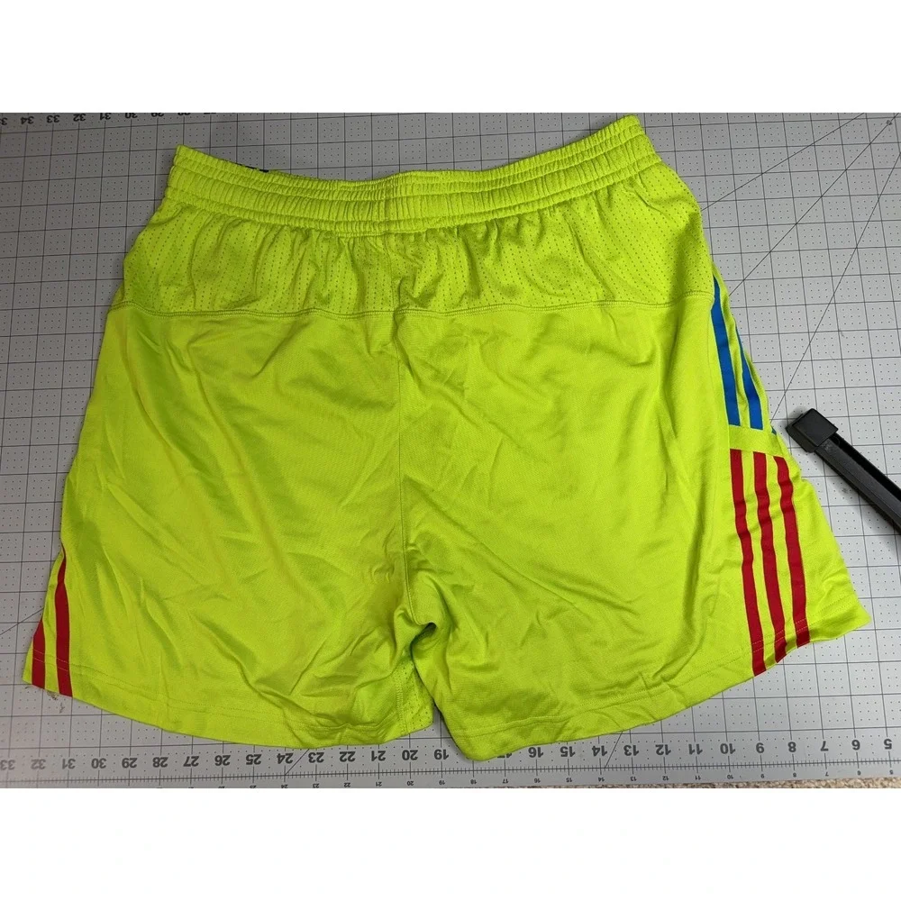 adidas Neon Yellow Athletic Shorts with Blue and Red Accents - Picture 5 of 8